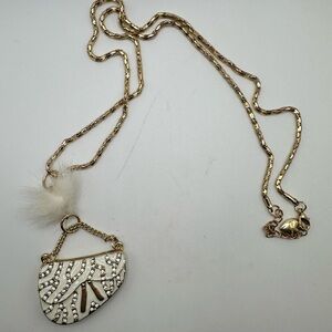 Betsey Johnson Gold & White Handbag Necklace